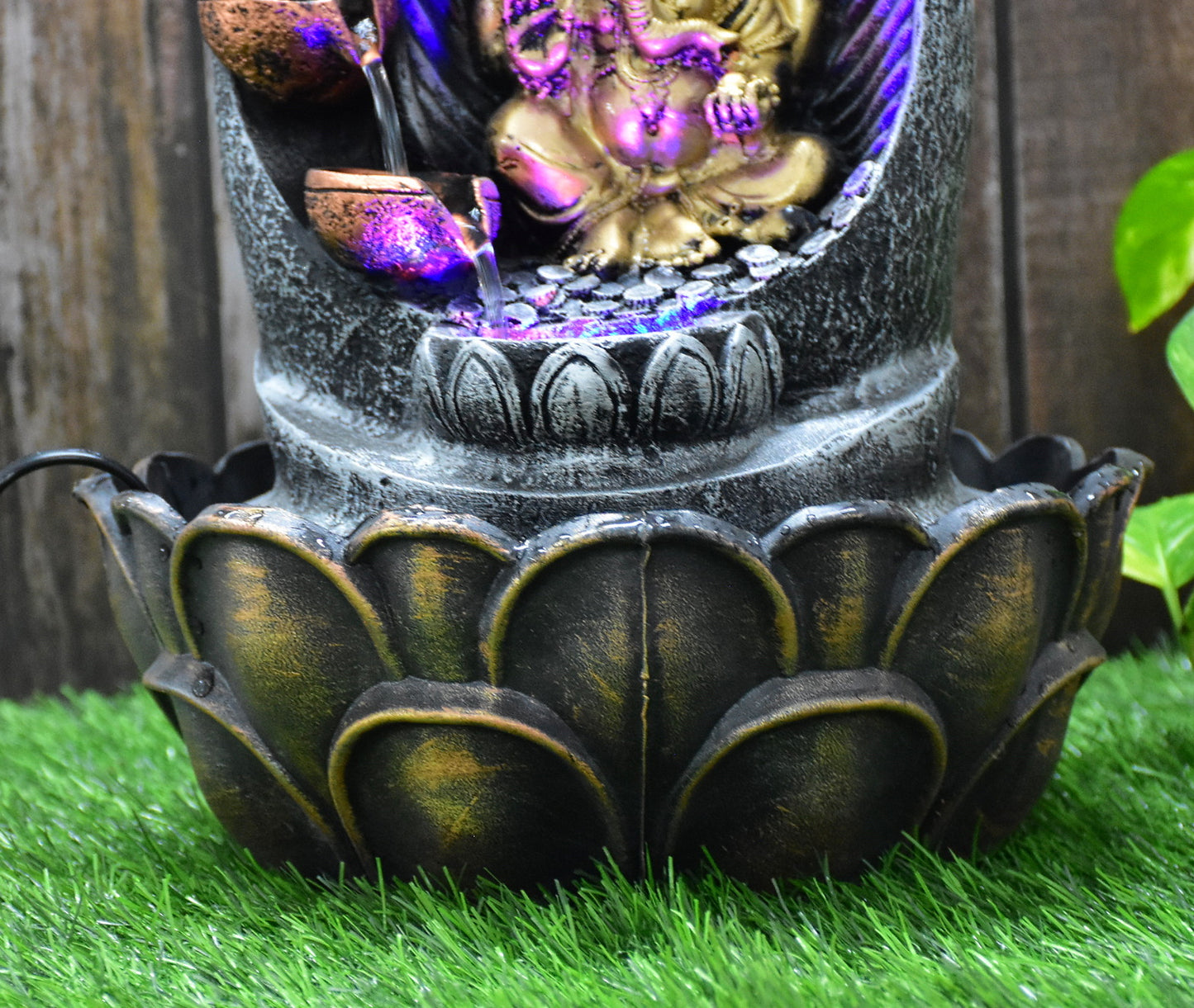 Ganesha Water Fountain (Model 3) : 42 CM, Golden-Silver