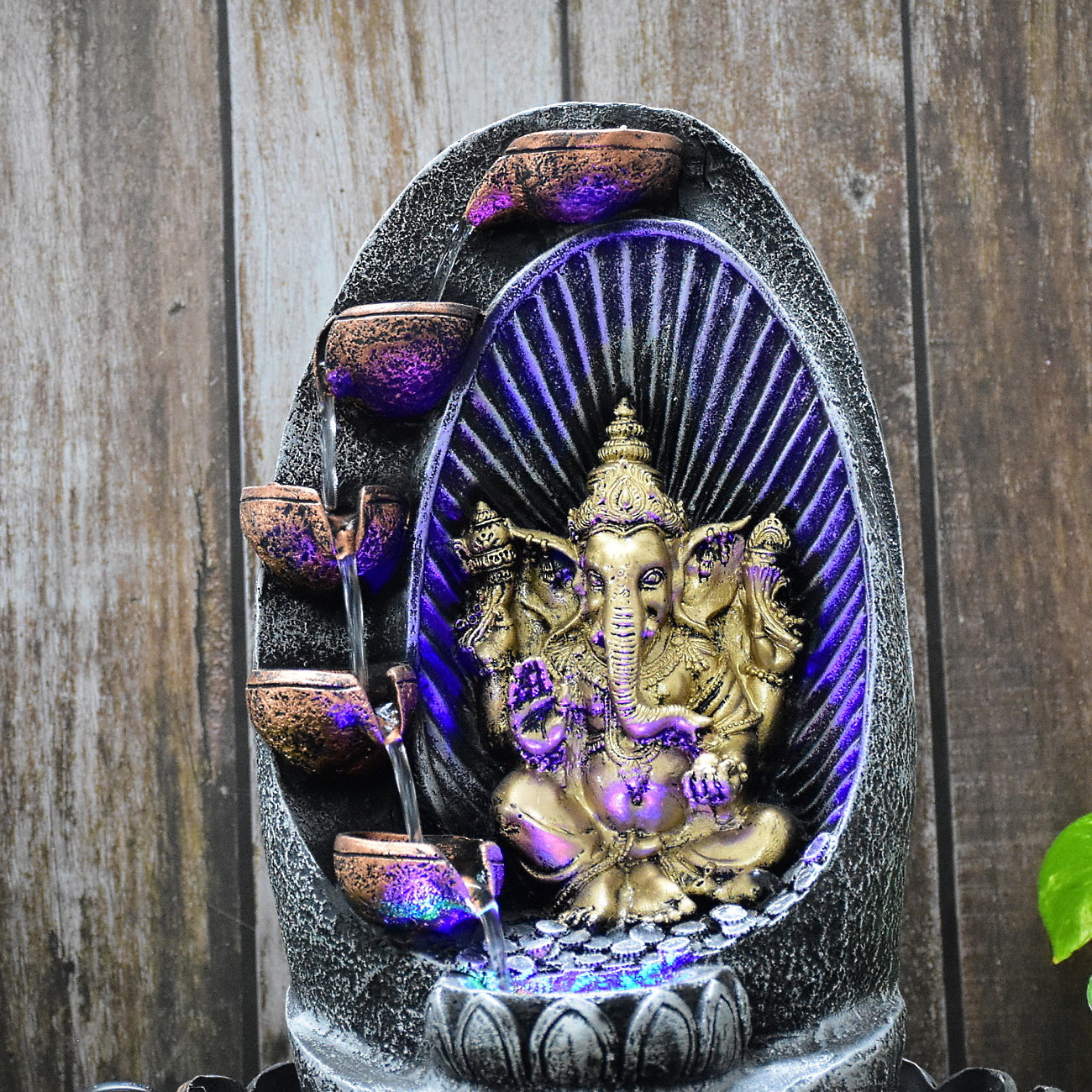 Ganesha Water Fountain (Model 3) : 42 CM, Golden-Silver