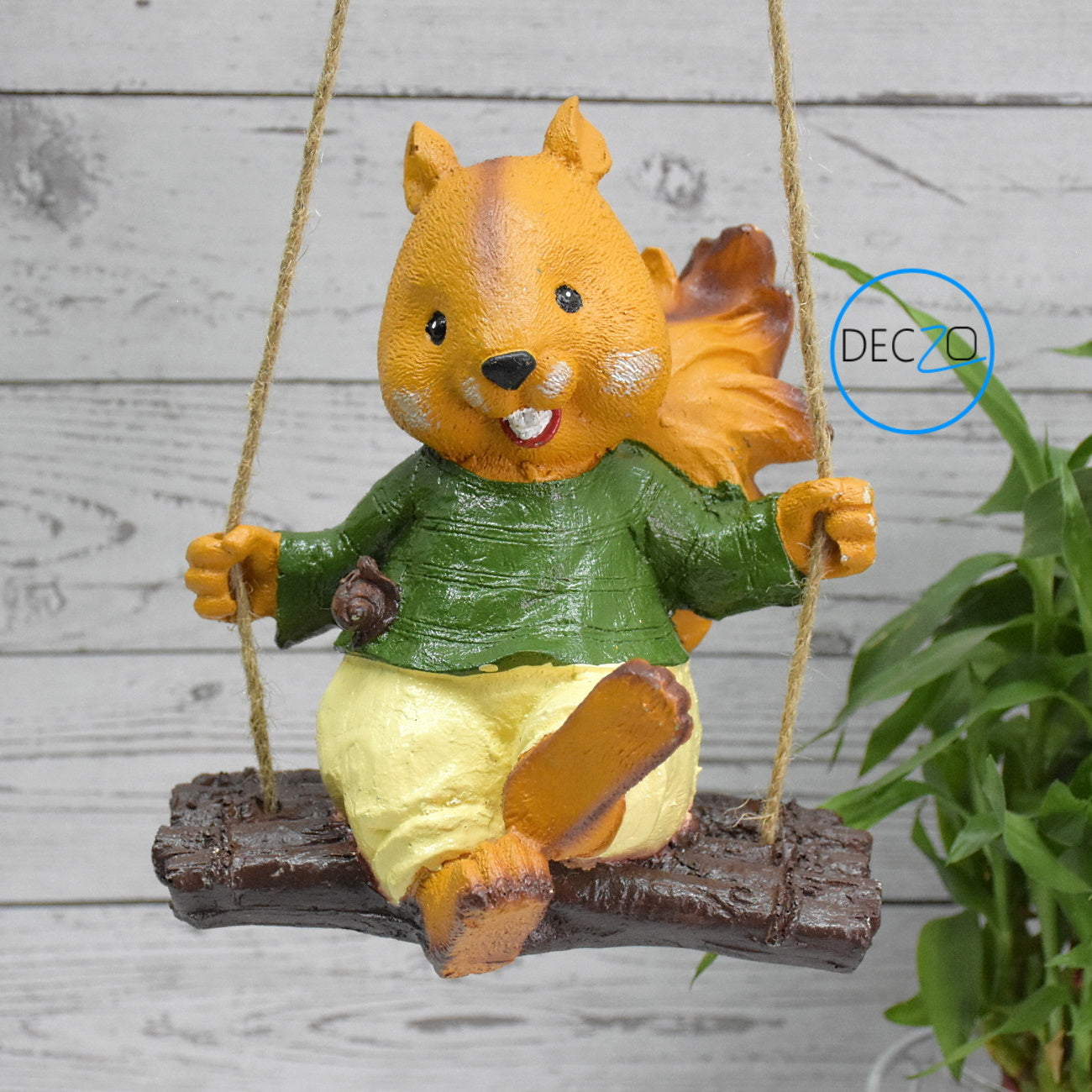 Poly-Resin Hanging Decor for Garden, Home, Gift (Swinging Squirrel)