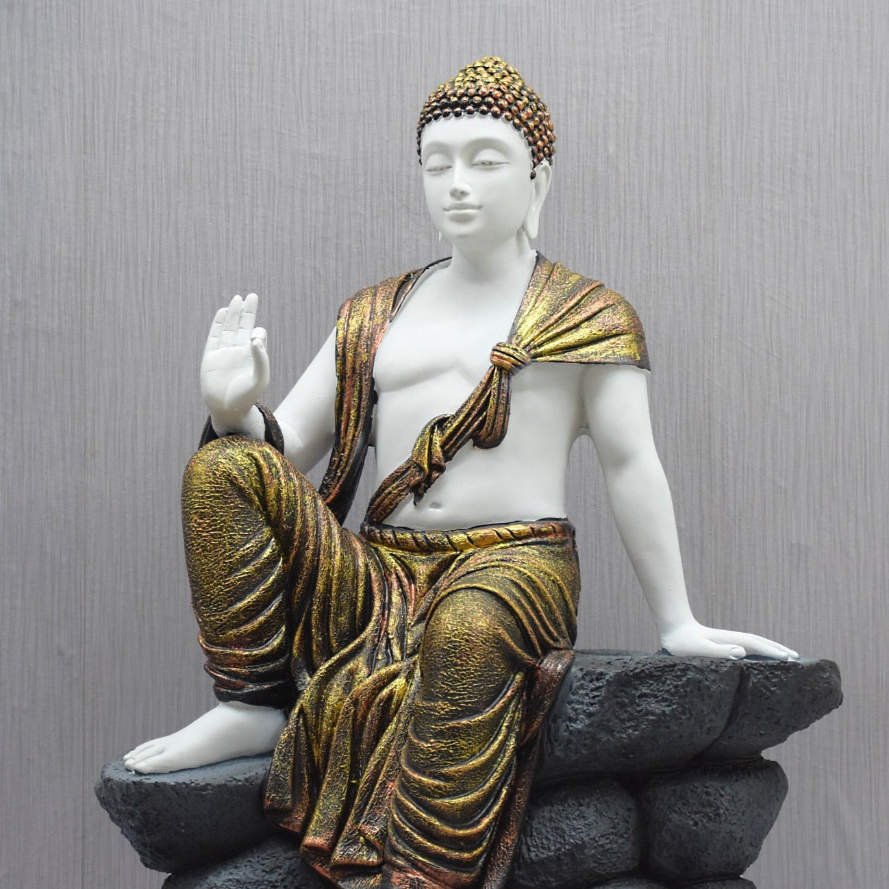 2.4 FEET BUDDHA RESTING ON MOUNTAIN (Golden-Copper)