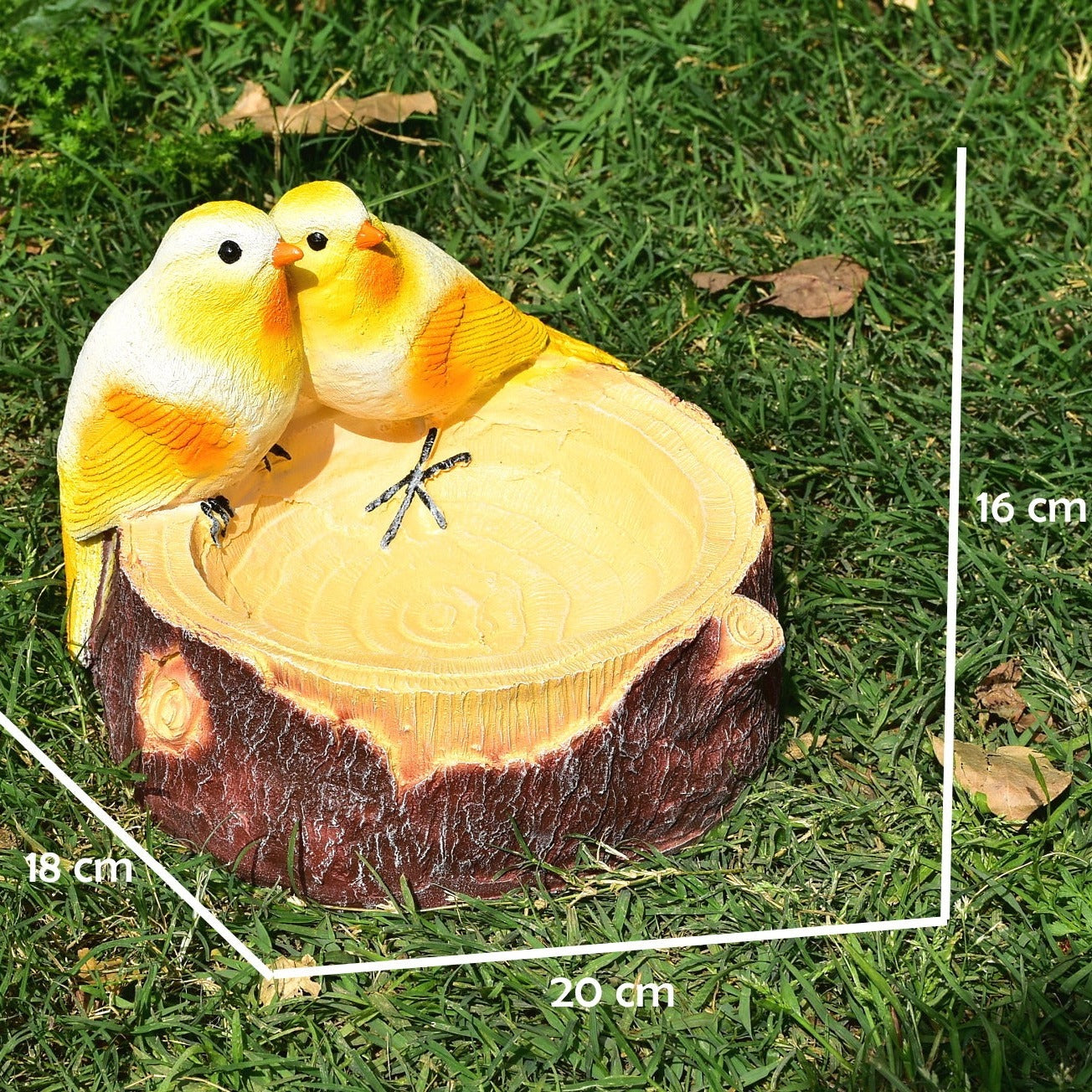 Round Bird Feeder Garden Statue (Brown, Yellow)