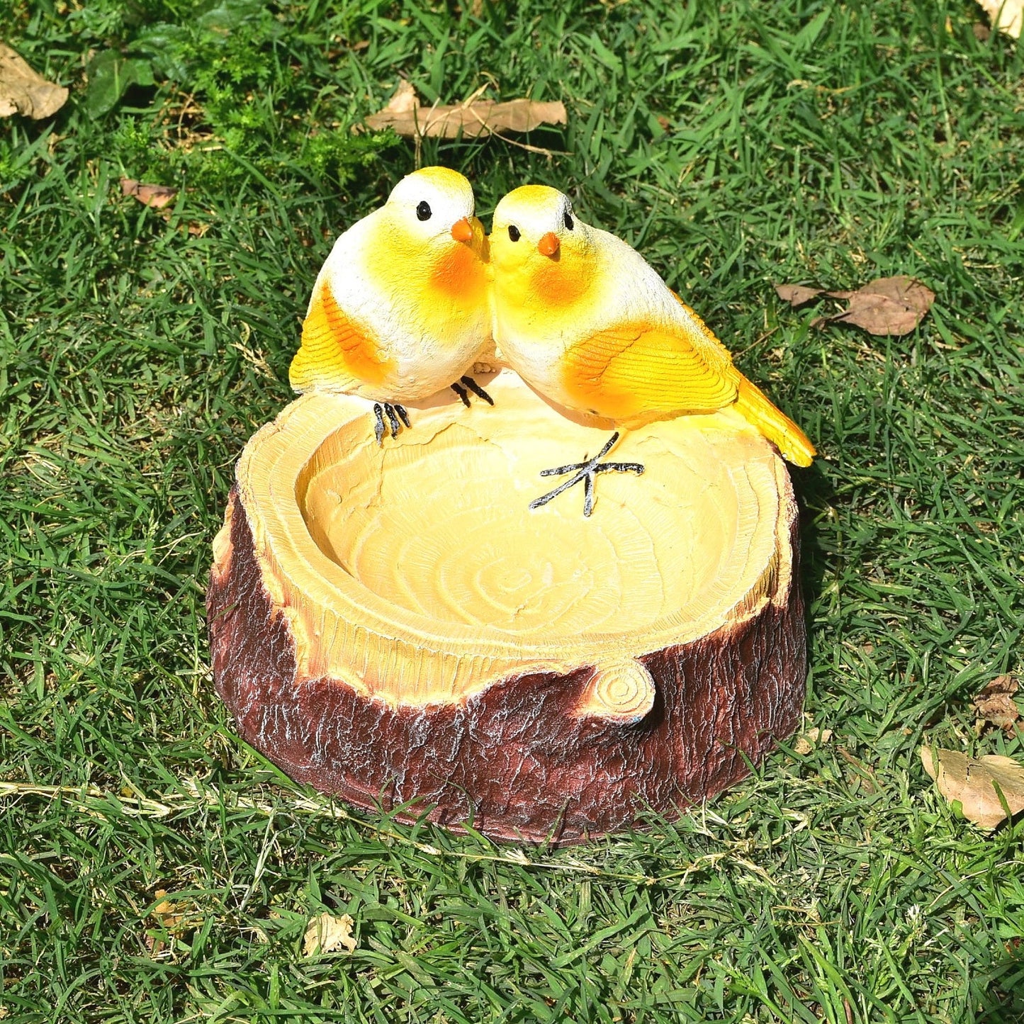 Round Bird Feeder Garden Statue (Brown, Yellow)