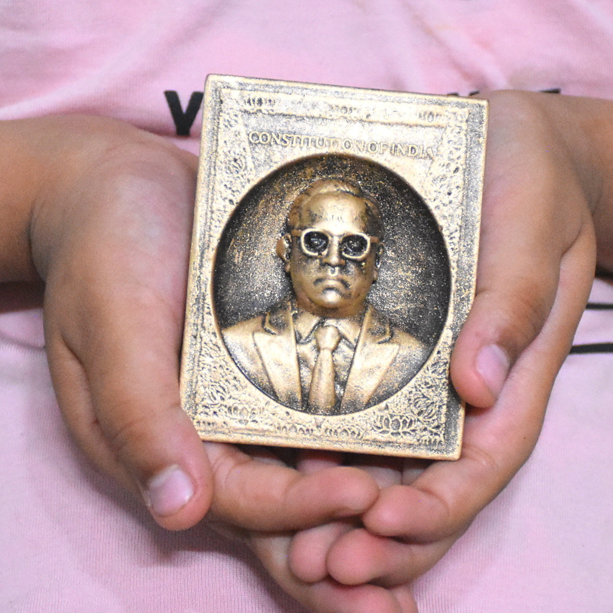 Dr B R Ambedkar Polyresin Book Statue (Antique Golden)