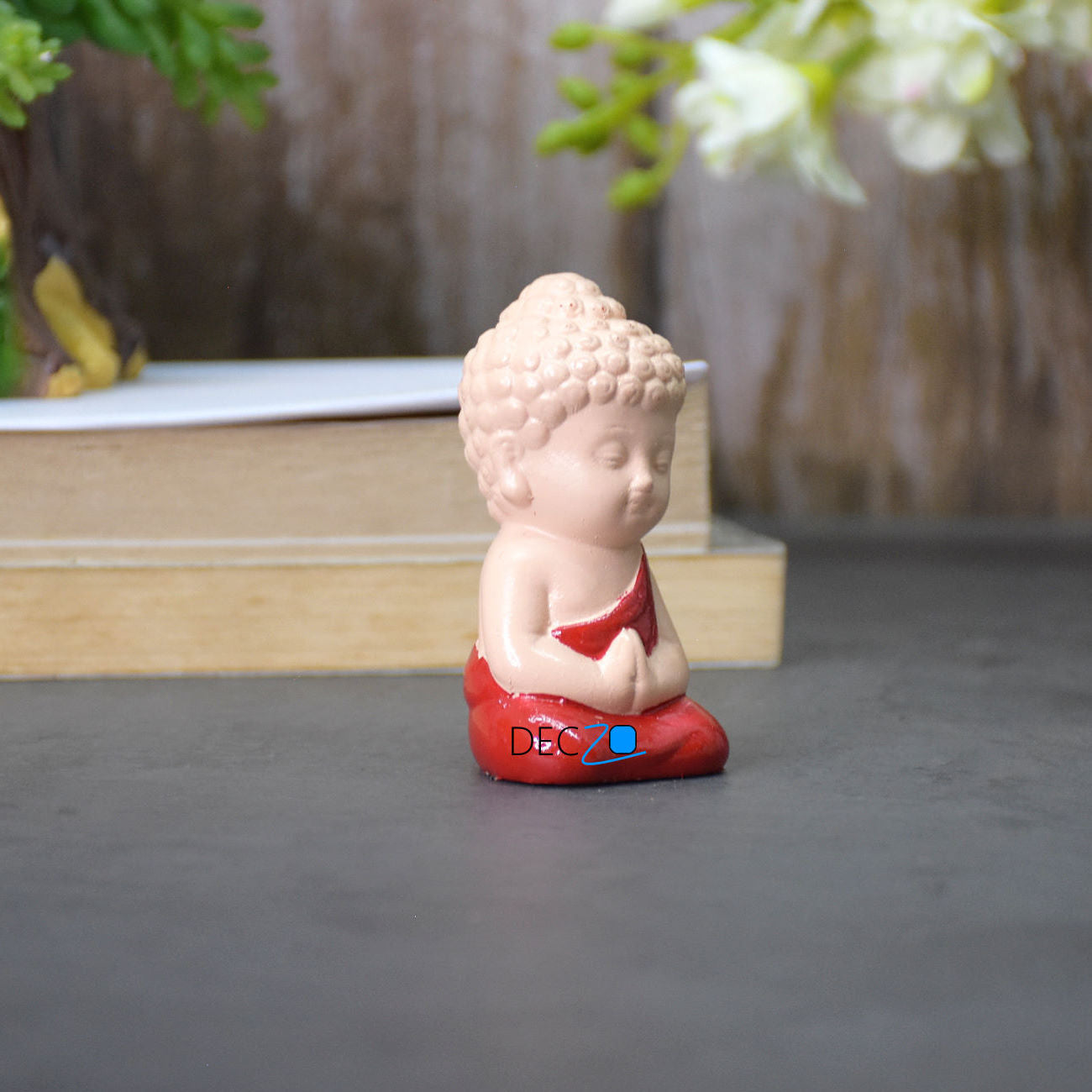 Cute Child Buddha miniature for Table, Return Gift, Dashboard: Bege Red - Deczo