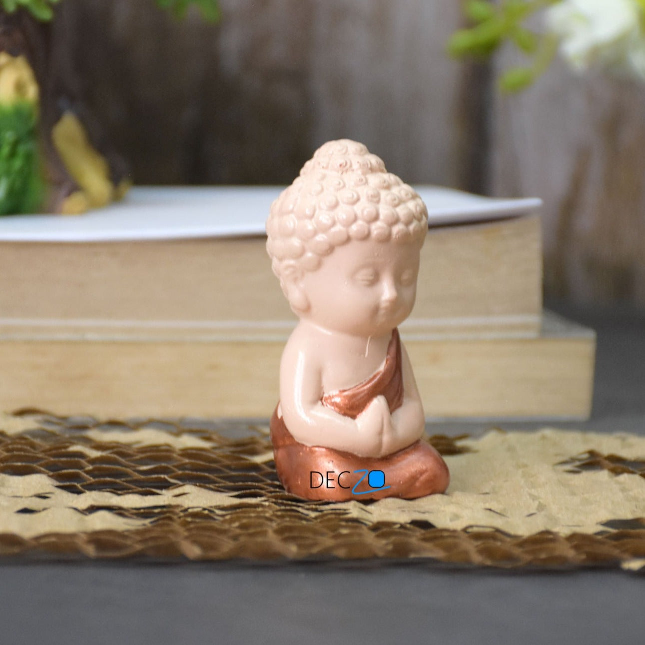 Cute Child Buddha Idol for Table, Return Gift, Dashboard: Bege Copper - Deczo