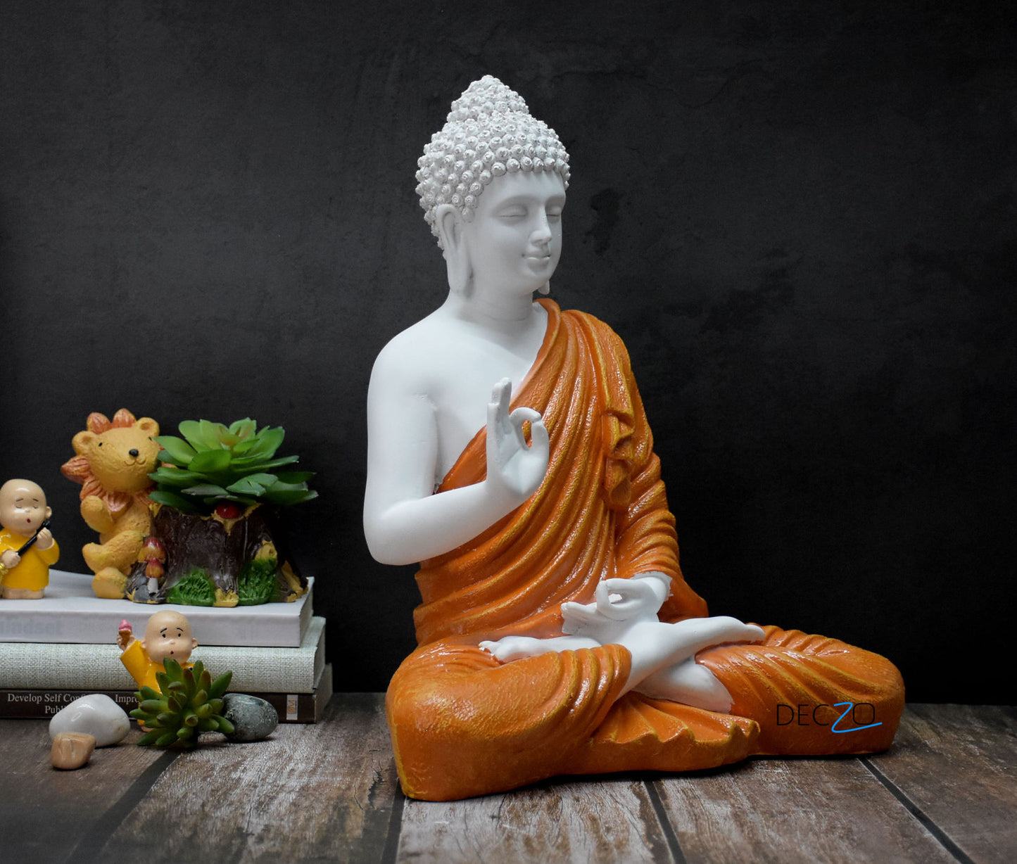 The Healing Spirit Blessing Buddha Statue : 1.25 Feet,Orange - Deczo