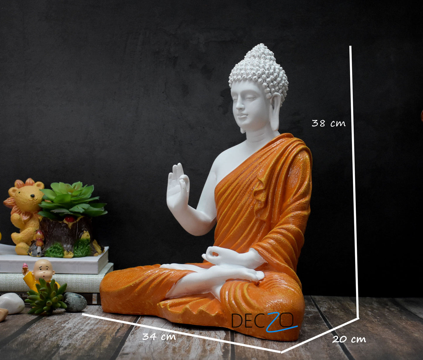 The Healing Spirit Blessing Buddha Statue : 1.25 Feet,Orange - Deczo