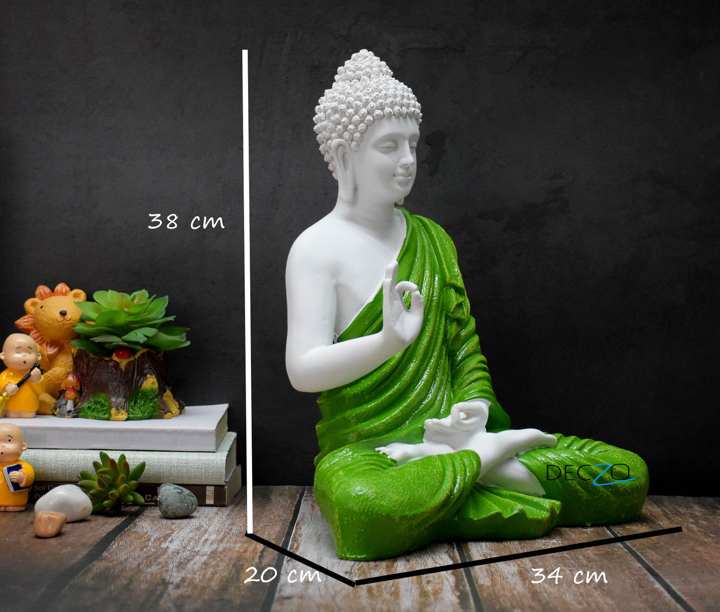 The Healing Spirit Blessing Buddha Statue : 1.25 Feet, Green - Deczo