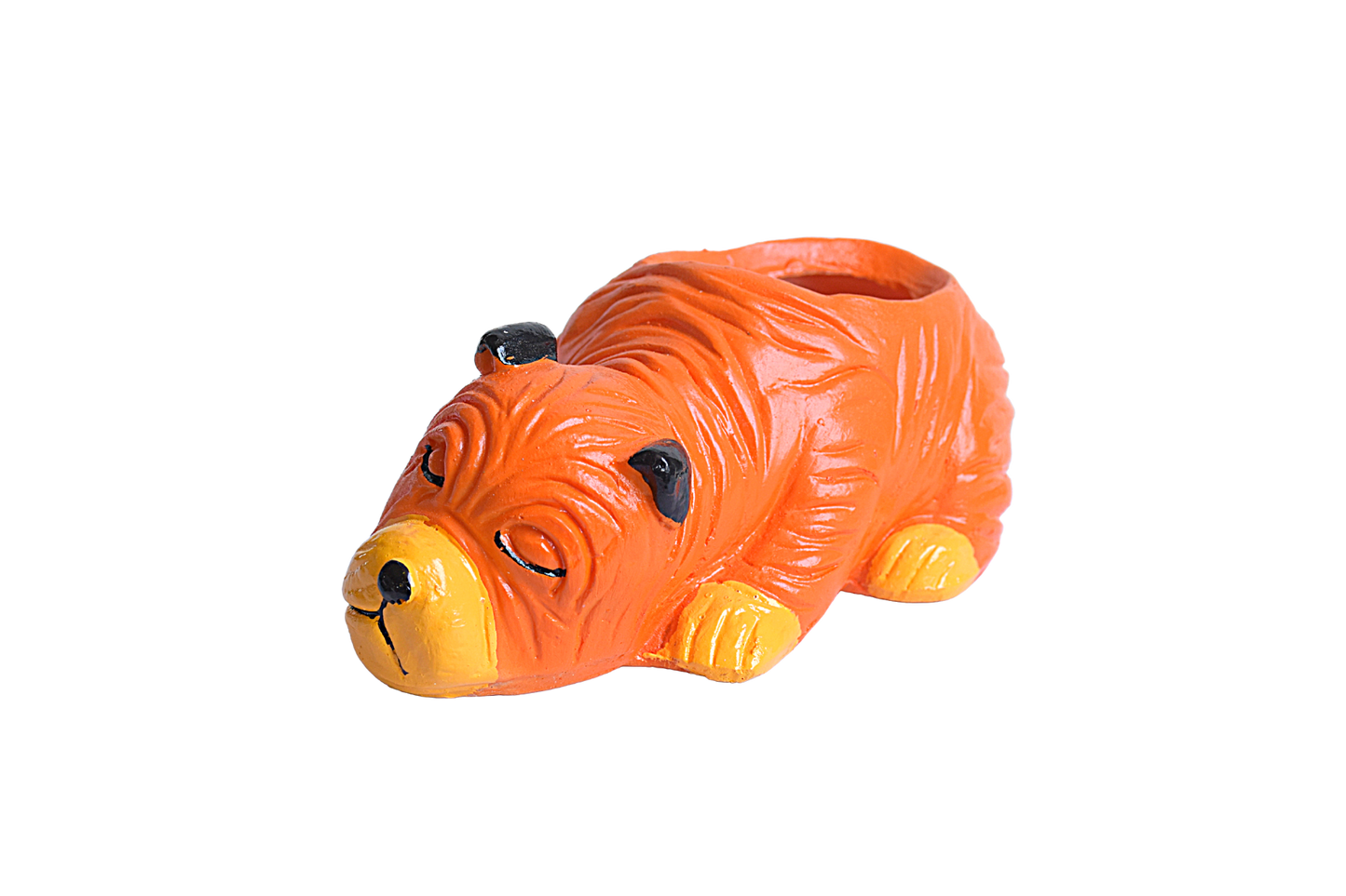 Sleeping Orange Dog Resin Succulent Pot for Garden,Decor, Kids Room,Gift - Deczo