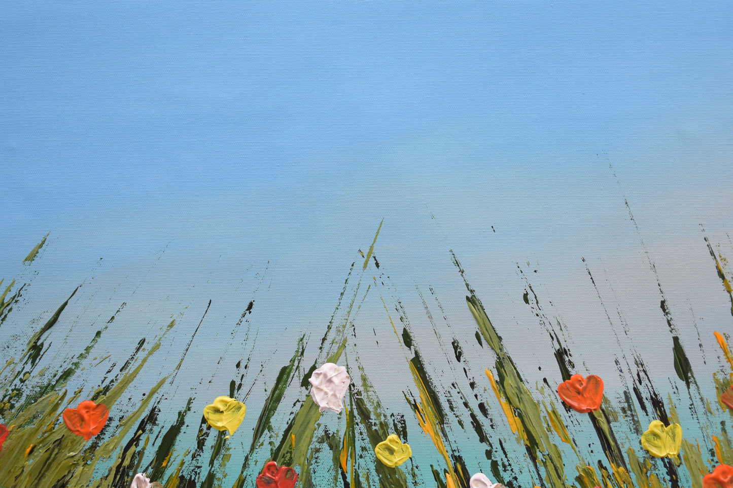 Meadows 3, Acrylic on Canvas, Handmade Wall Painting : 23x23 inches - Deczo