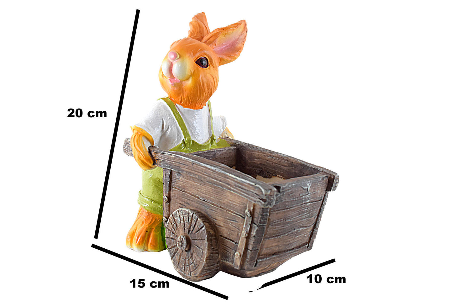 Rabbit Pushing Trolley Rickshaw Resin Pot for Kids Room, Table Decor, Gift - Deczo