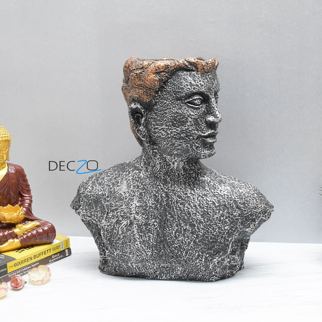 Metal Man Table Planter : Silver - Deczo