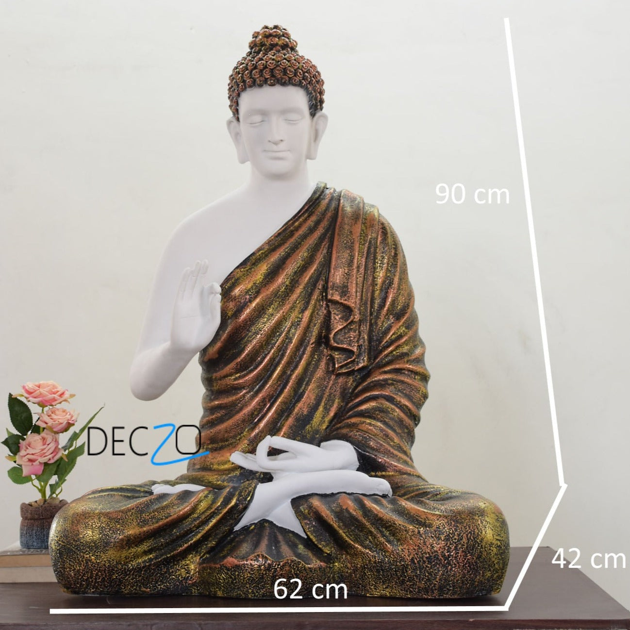 3 Feet Serene Blessing Buddha : Copper Blend Golden - Deczo