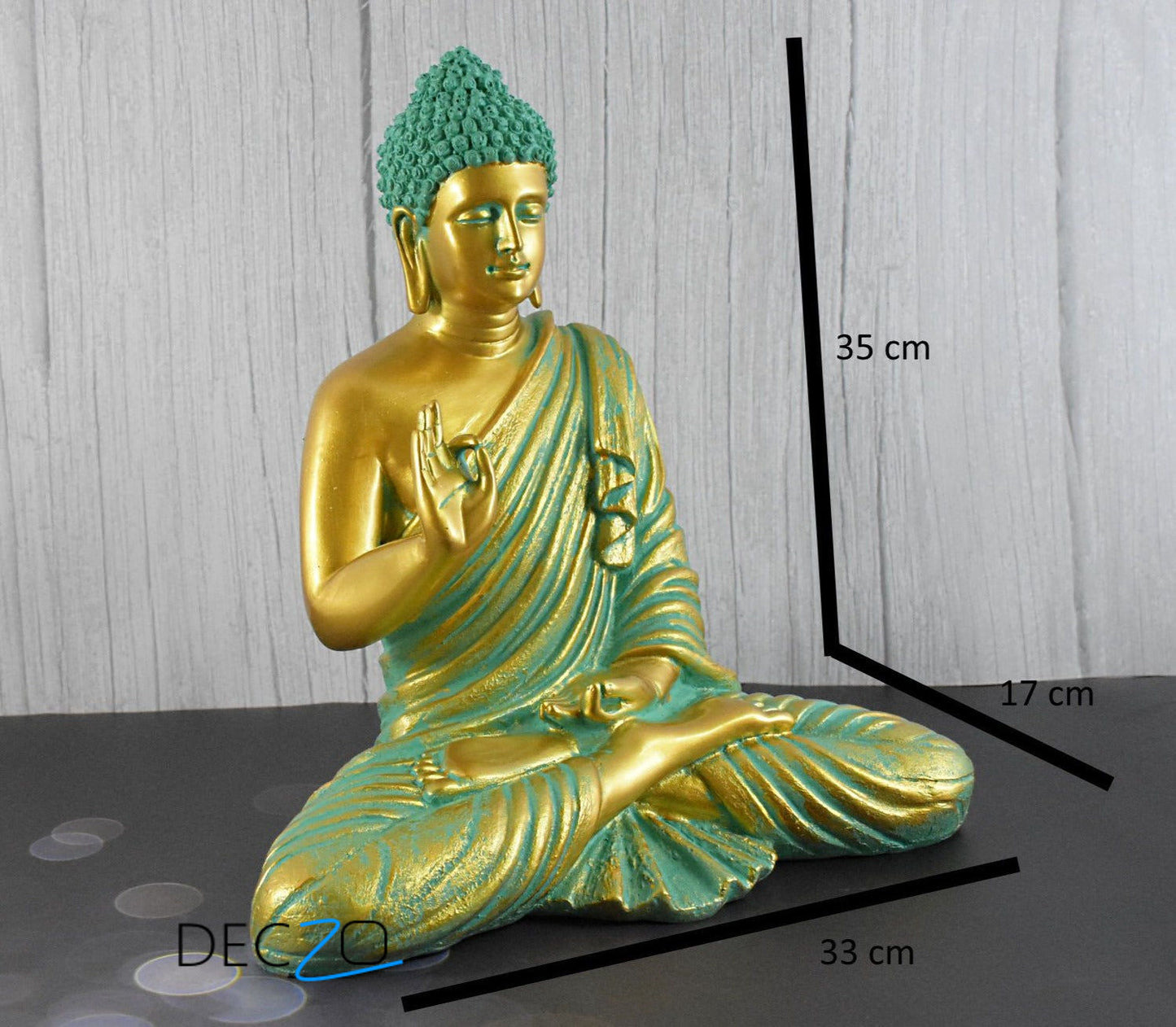 Big Size Meditating Buddha Idol : Antique Golden - Deczo
