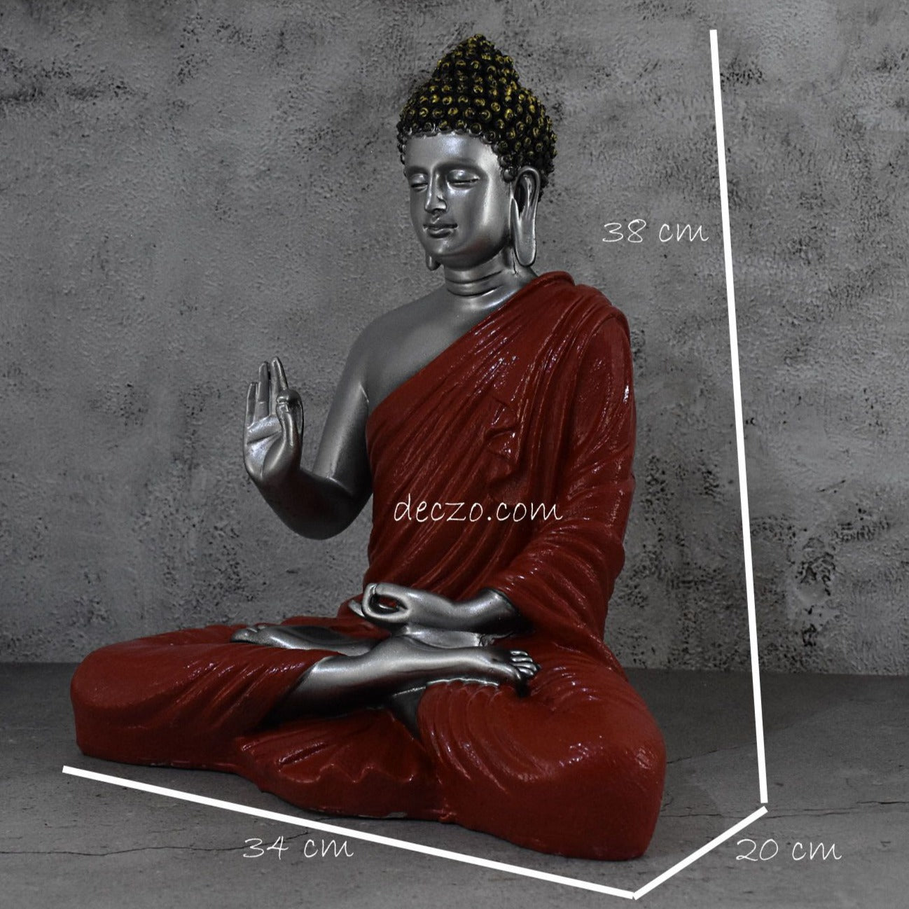 Limited Edition Large Blessing Buddha Statue : Silky Silver - Deczo