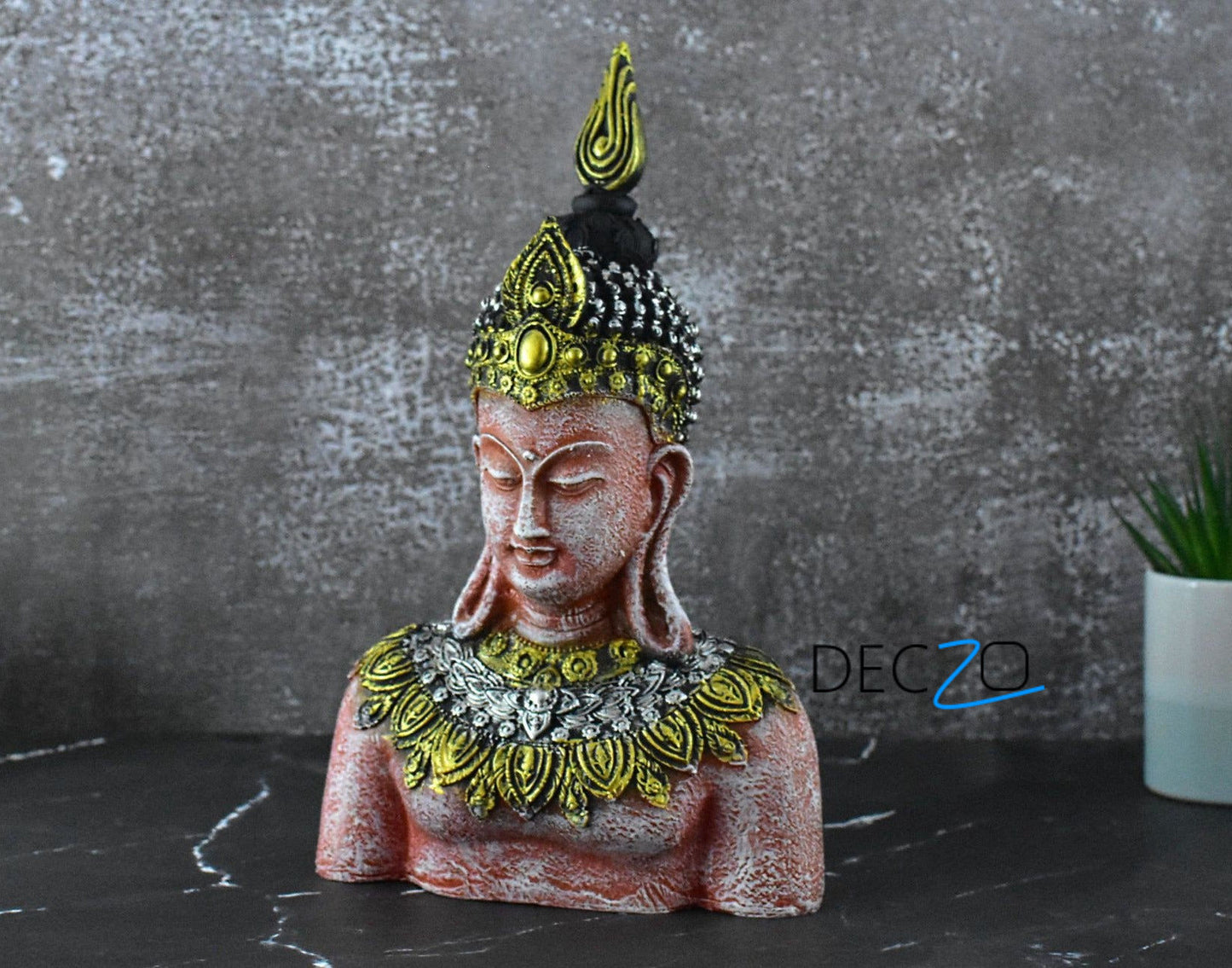 Antique Rustic Buddha in Thinking Position : Orange - Deczo