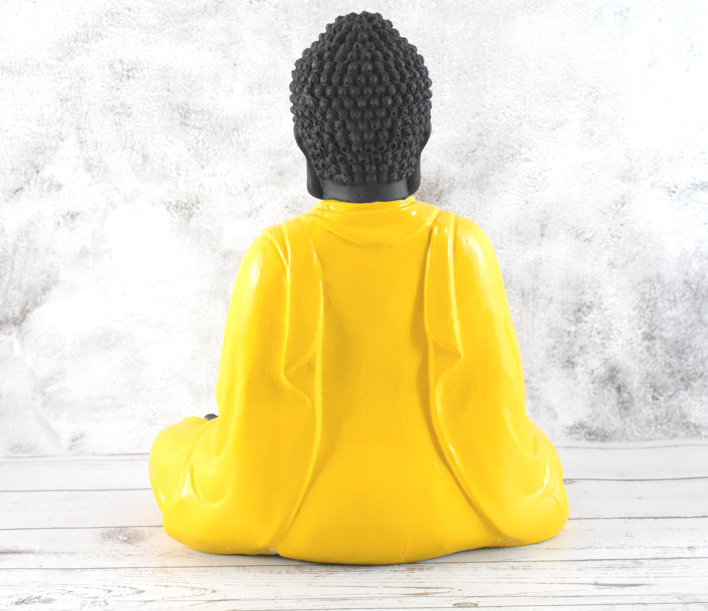 Hand Carved Sitting Buddha -35 CM, Black ,Yellow - Deczo