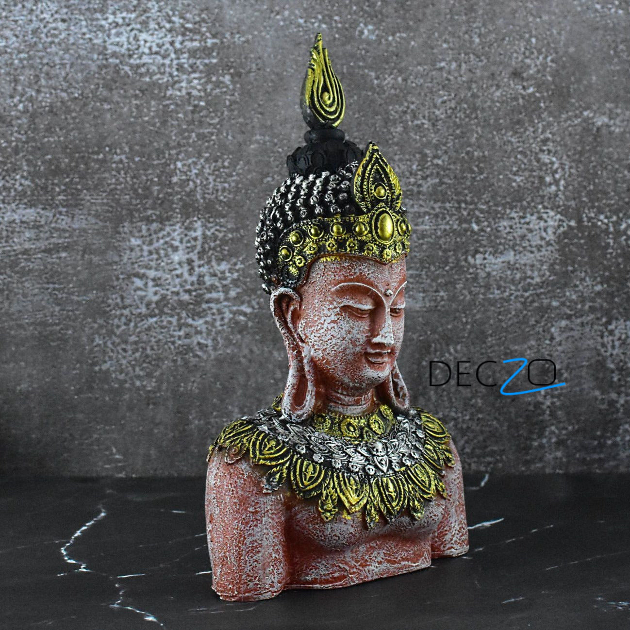 Antique Rustic Buddha in Thinking Position : Orange - Deczo