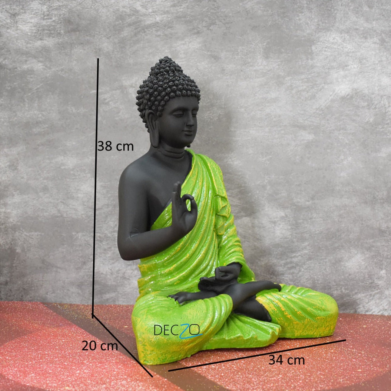 Big Size Meditating Buddha Idol : Green - Deczo