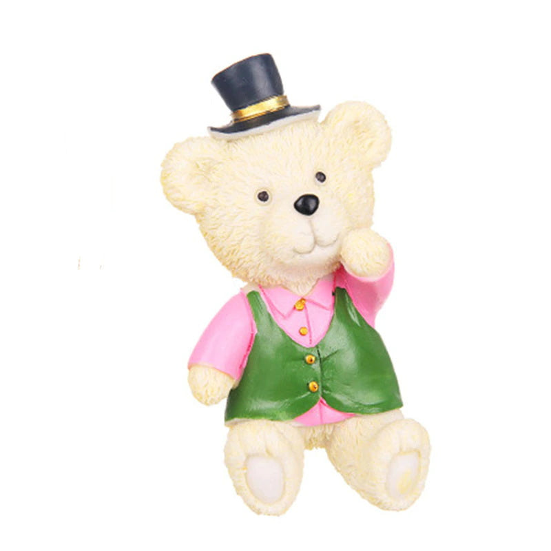 Cute Teddy Set of 2 Resin Adhesive Utility Wall Hooks Rack Hanger Sticky Plug Holder Decorative Storage Organizer – Model 1