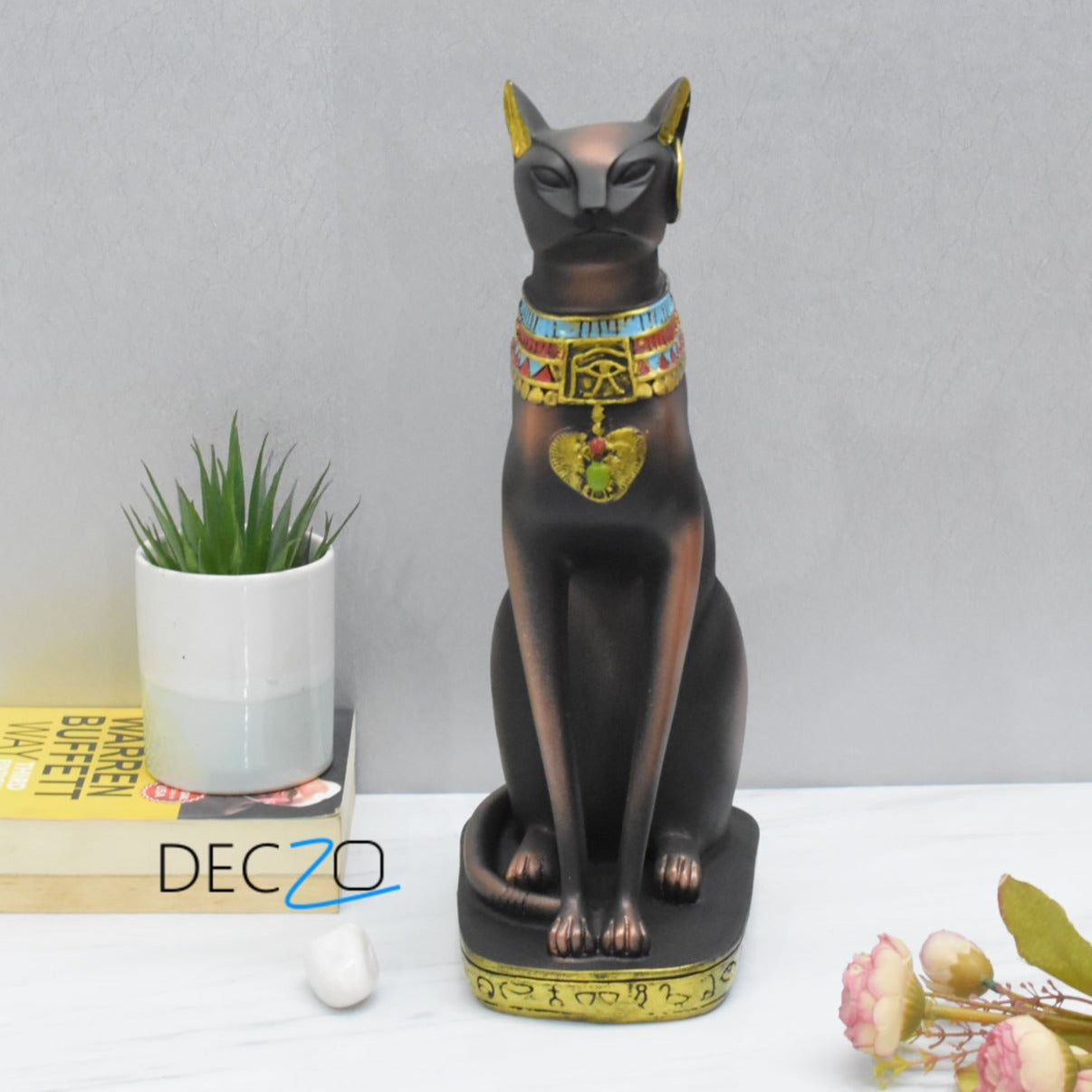 Egyptian Mau Figurine for Peace and Strength: Copper-Black - Deczo