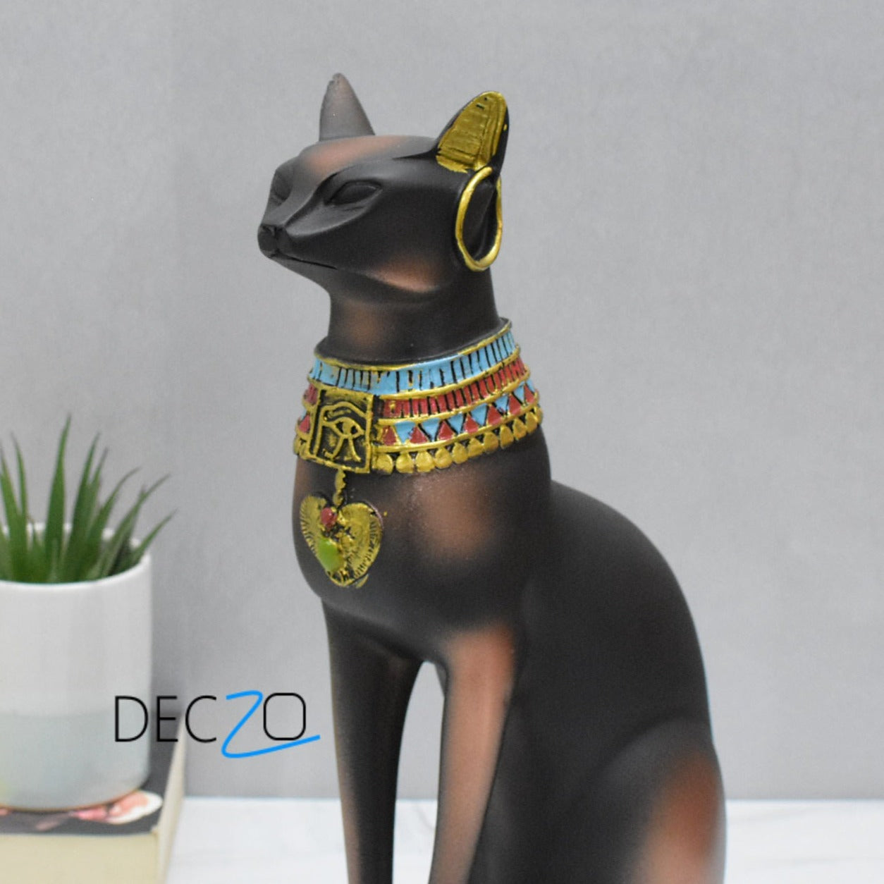 Egyptian Mau Figurine for Peace and Strength: Copper-Black - Deczo