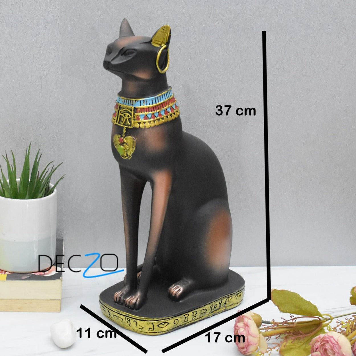 Egyptian Mau Figurine for Peace and Strength: Copper-Black - Deczo