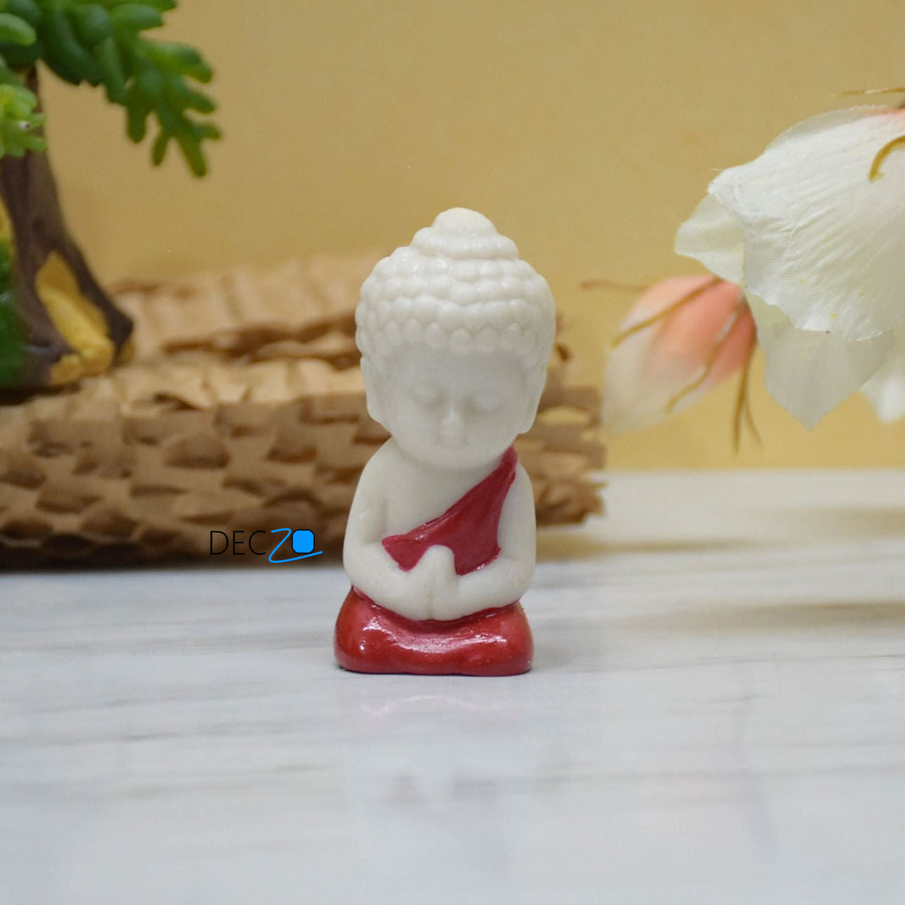 Cute Child Buddha miniature for Table, Return Gift, Dashboard: White Red - Deczo