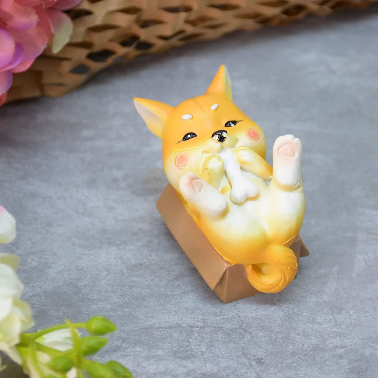 Cute Dog Eating Bone Miniature - deczo