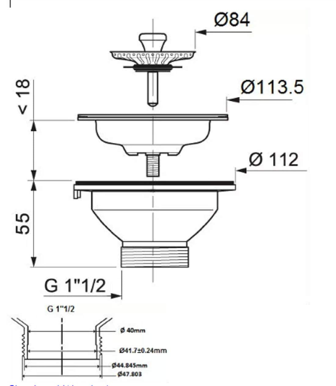 Stainless Steel Extra Heavy 4" inch Waste Coupling Sink jali - Deczo