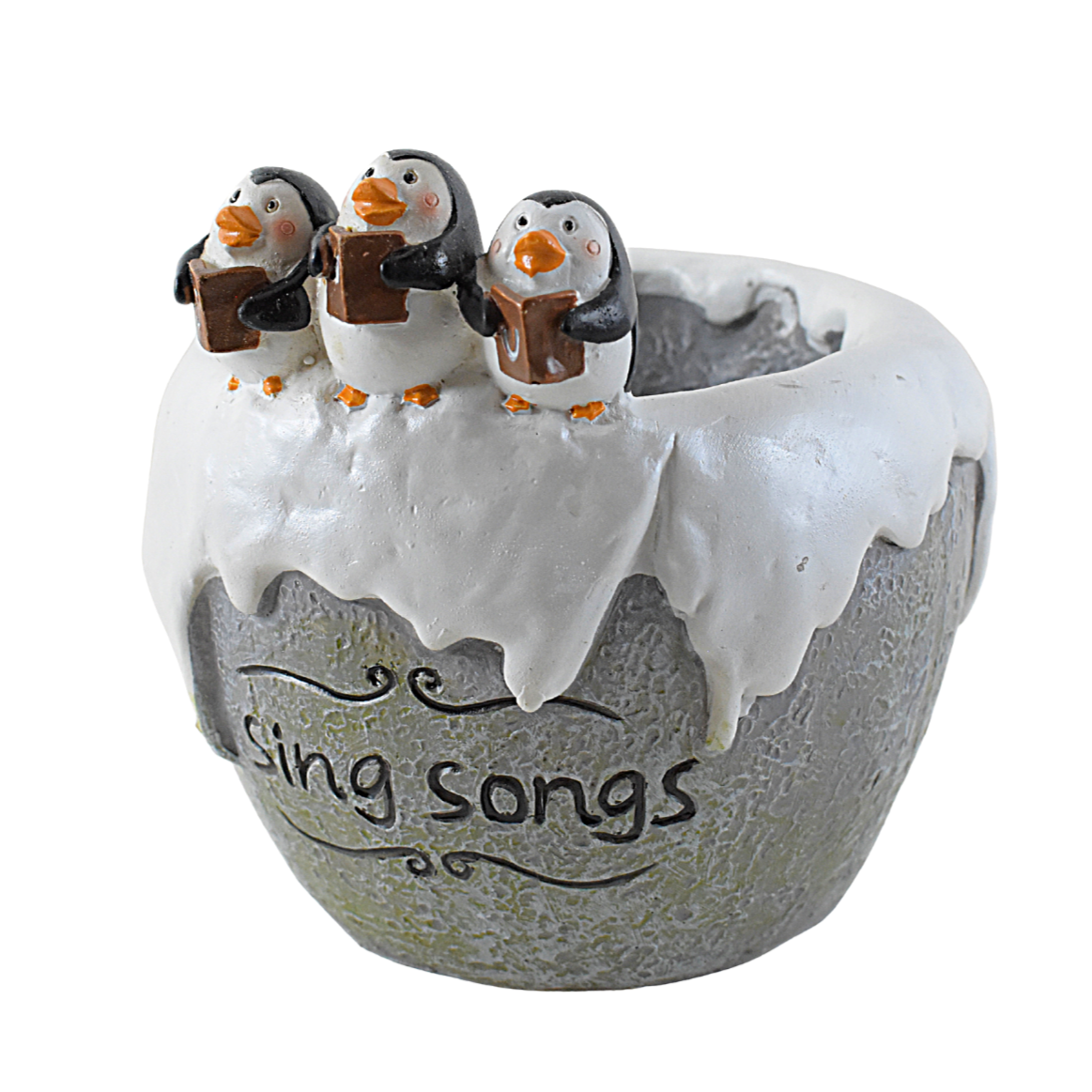 Joyful Penguins Singing Resin Succulent Pot - Deczo