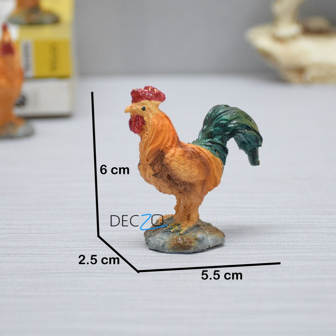 Mini Rooster Chicken Resin Miniatures : Set of 5 - Deczo