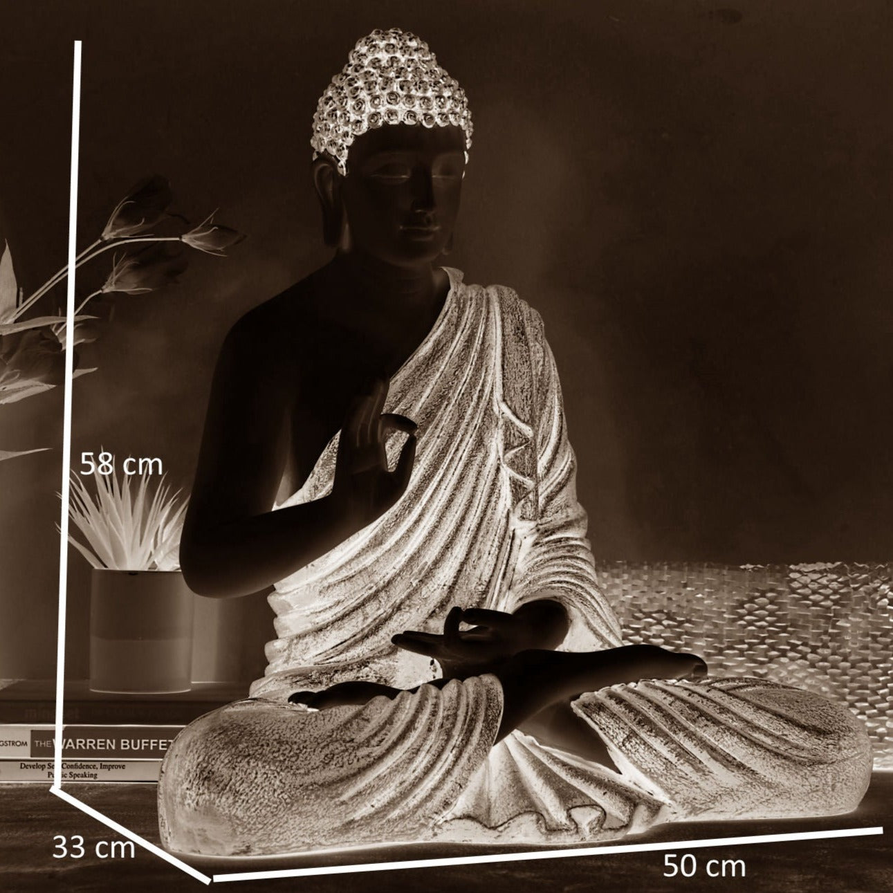 2 Feet Serene Blessing Buddha : Blue White - Deczo