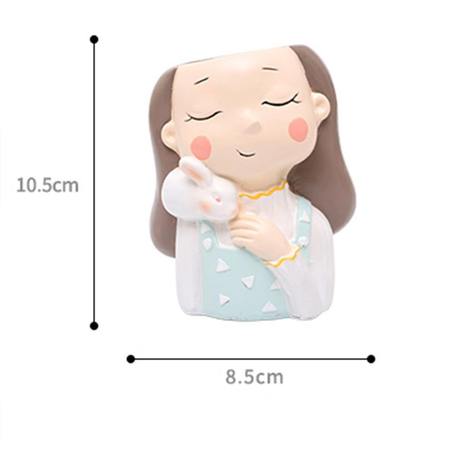 Girl With Rabbit Resin Succulent Pot - Deczo