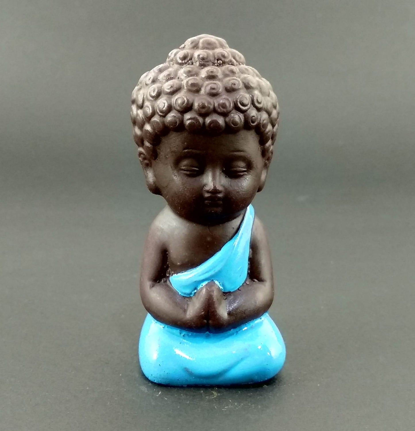Miniature Buddha For Fairy Garden: Brown-Blue - Deczo