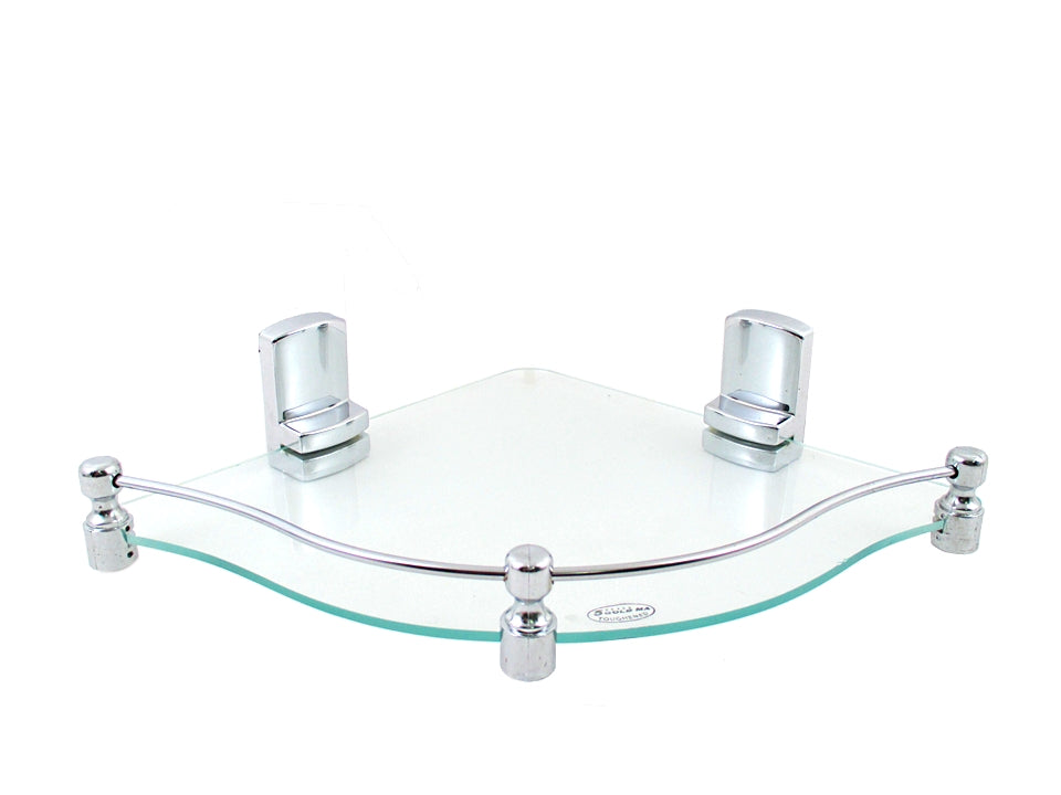 Long Hard Brackets Zig-Zag Shape 12 by 12 inch Glass Corner Shelf - Deczo