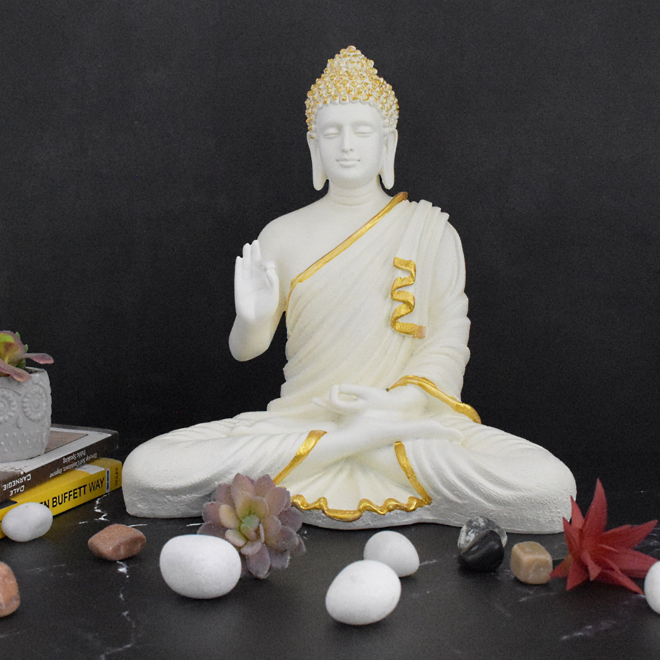 Big Size Meditating Buddha Statue: White
