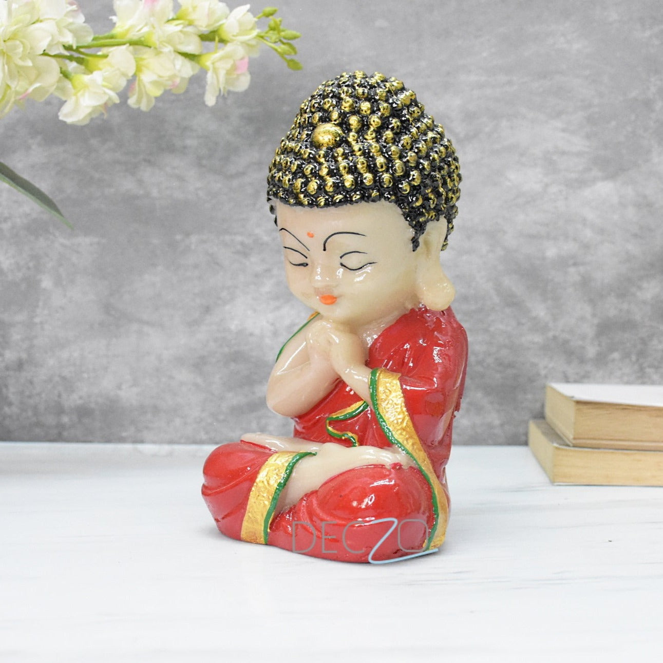 Set of 3 Marbel Buddha in Thinking Position : 19x10x9 CM, Green,Yellow,Red