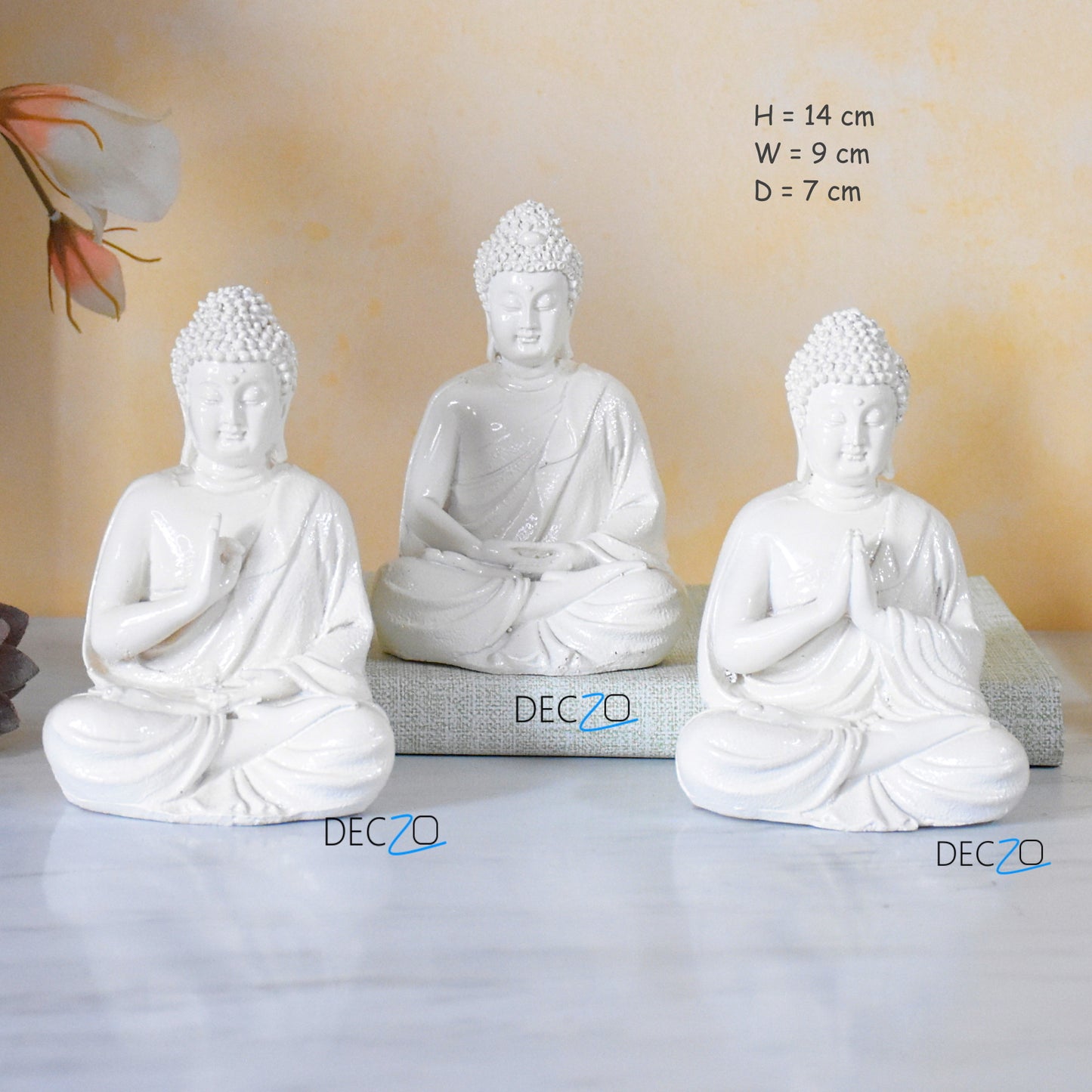 Lord Buddha statue In Three Different Positions : Off-White