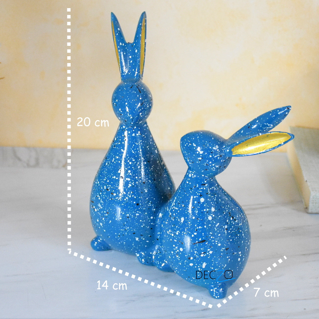 Rabbit Couple Statue - Blue - deczo