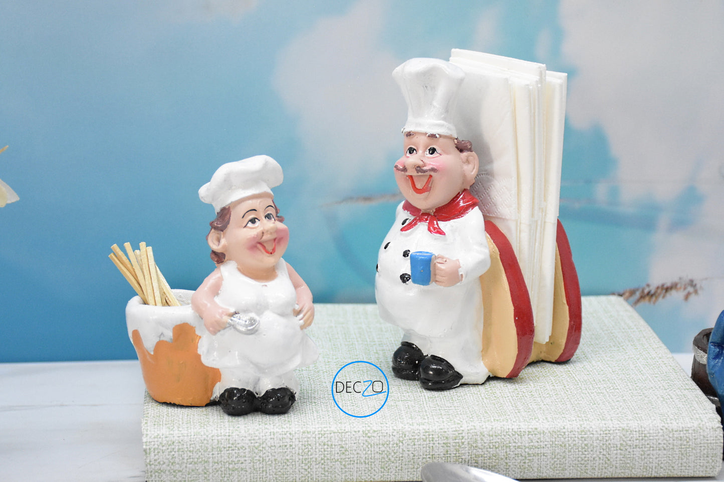 Set of 2 Delightful Chefs for Toothpick and Tissue Holder