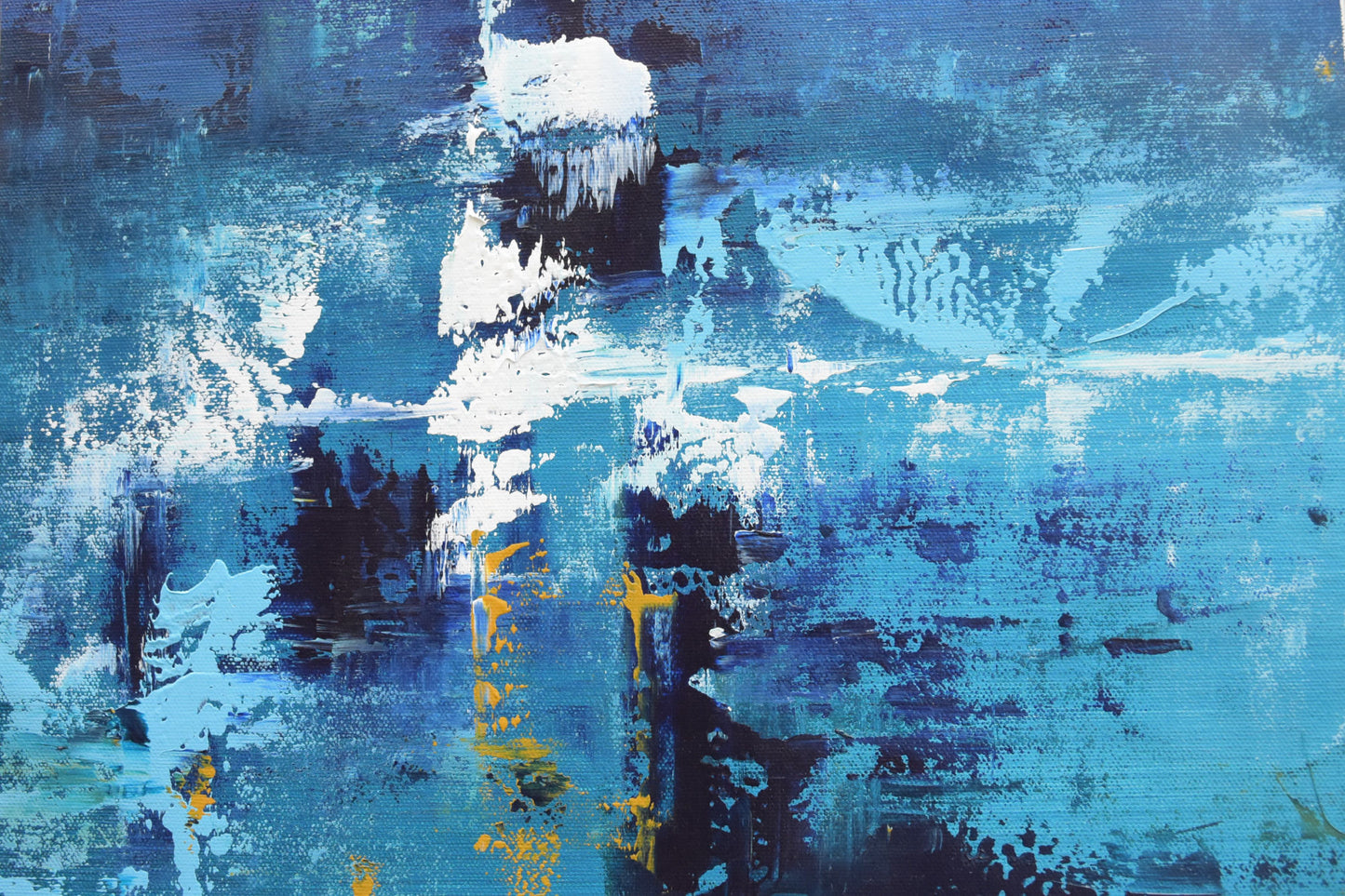 Depth of Blue Handmade Acrylic on Canvas Abstract Wall Painting - Deczo