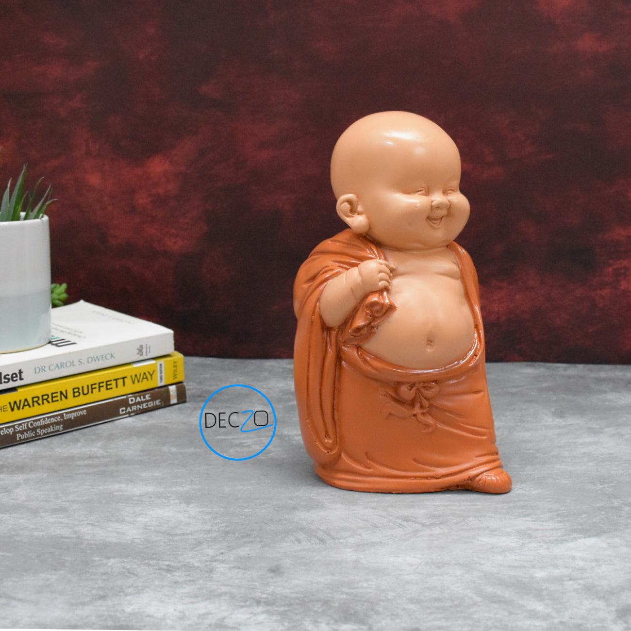 Set of 3 Different Baby Monk Showpieces : Orange