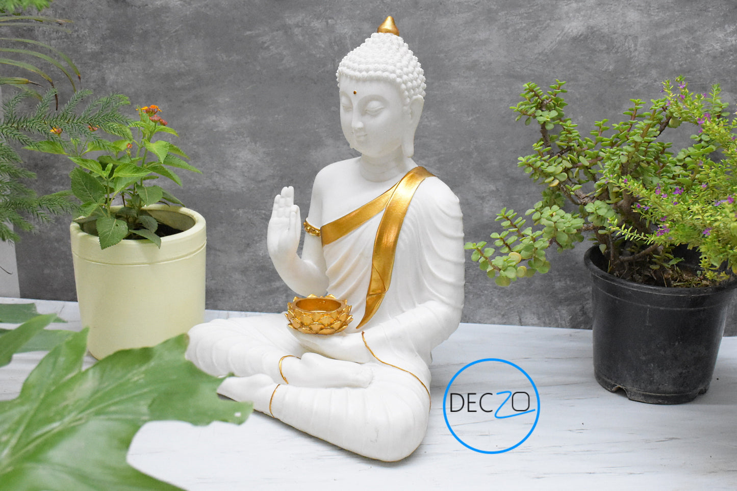 Large Moksha Buddha Statue: 1.25 Feet, White