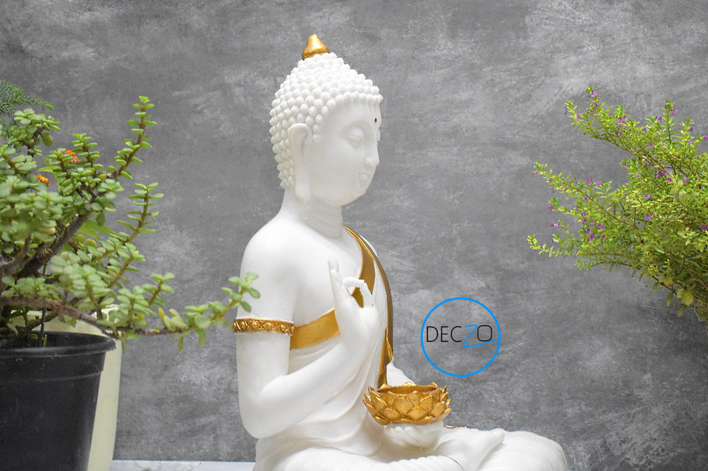 Large  Moksha Buddha Statue: 1.25 Feet, White