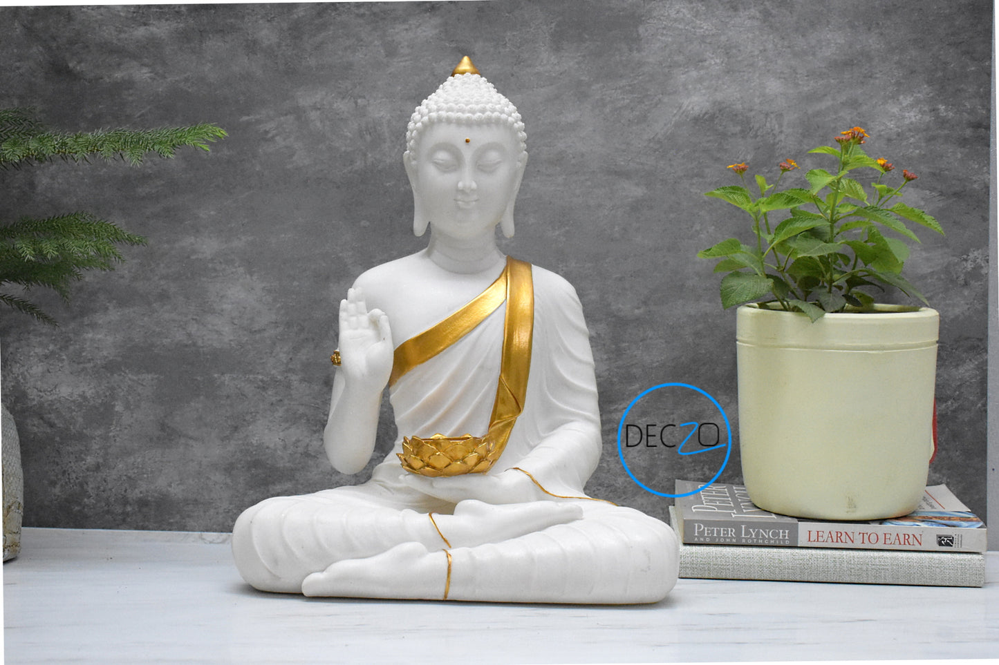 Large  Moksha Buddha Statue: 1.25 Feet, White