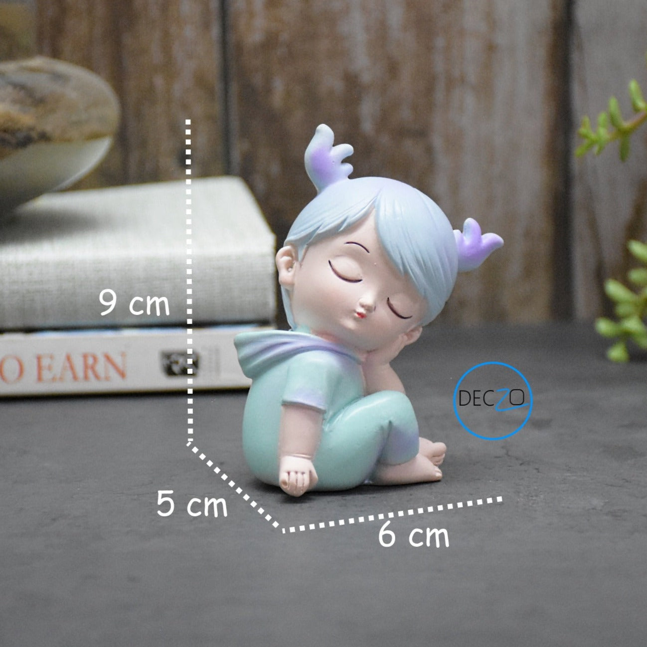 Combo of Miniature Sleepy Boy and Girl Resin Showpieces