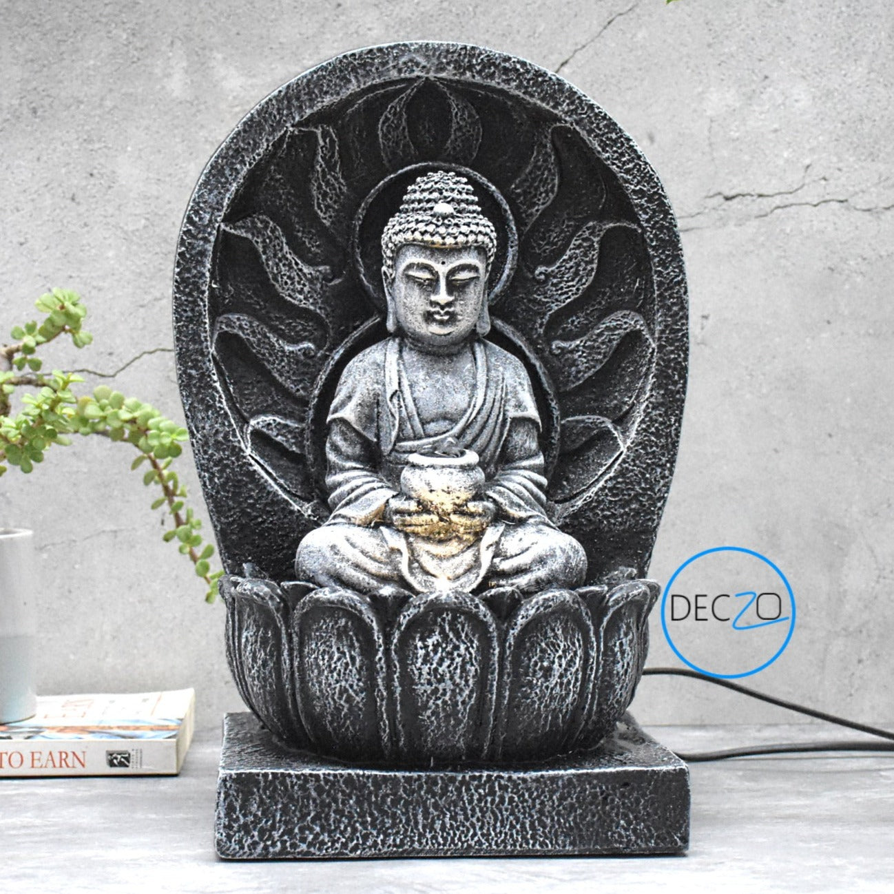 Mini Buddha Indoor Fountain : 34 CM, Black