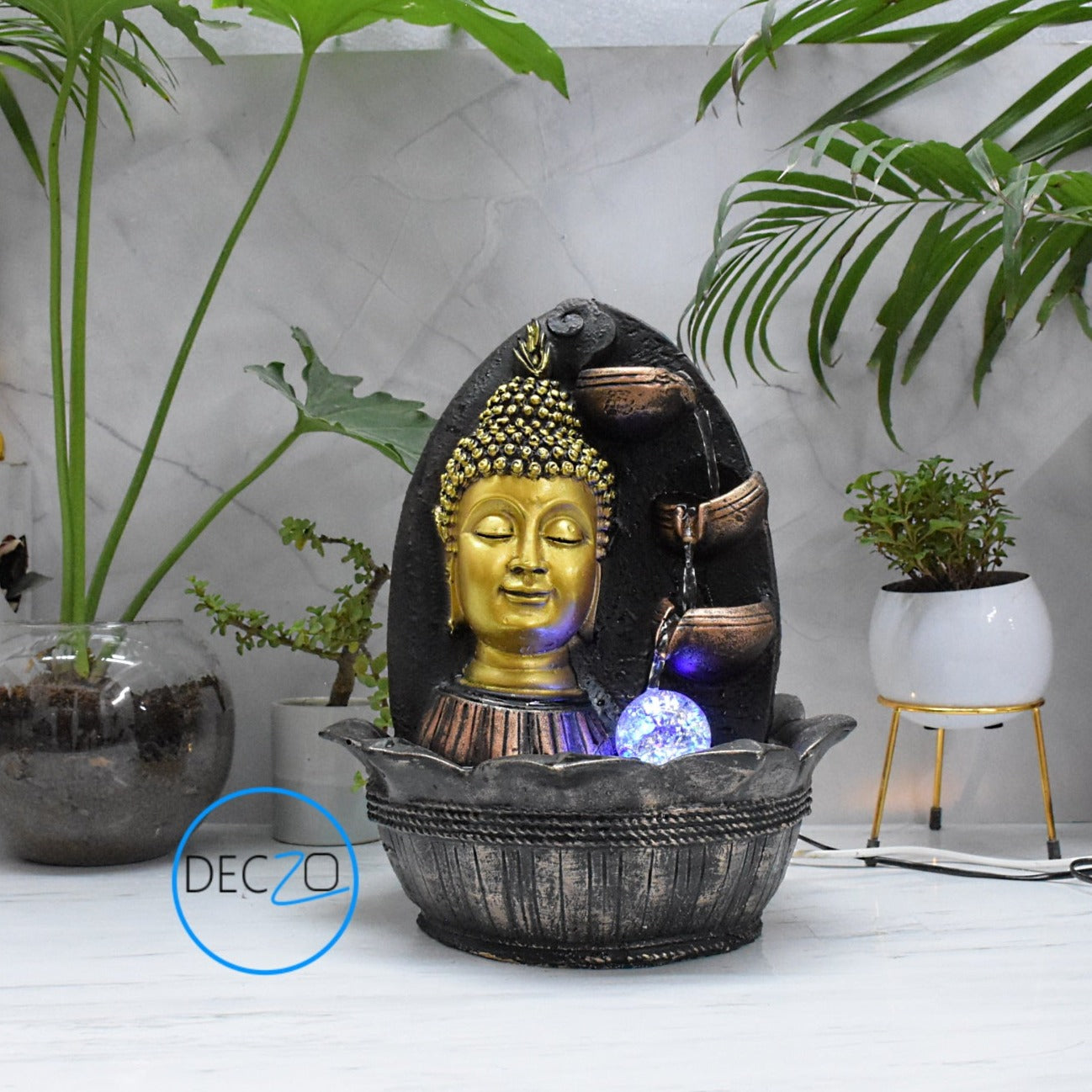 Buddha Head Water Fountain : 37 CM, Copper