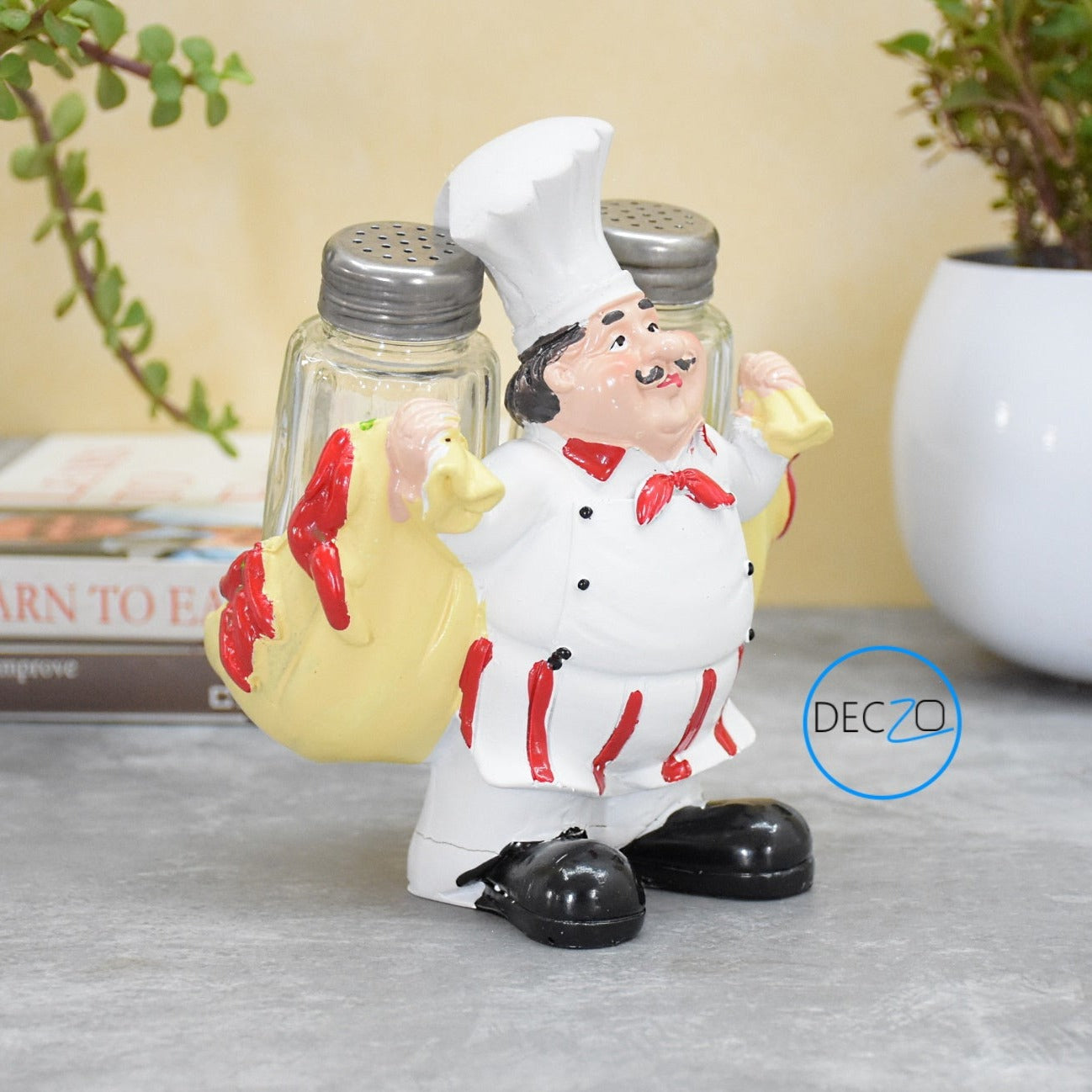 Chef Holding Cart Salt and Pepper Shaker Holder
